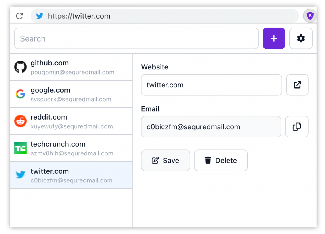 Manage email addresses